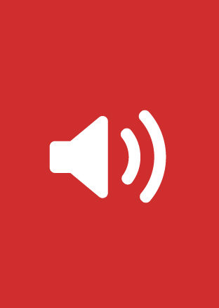 Capa vermelha com símbolo de áudio a branco