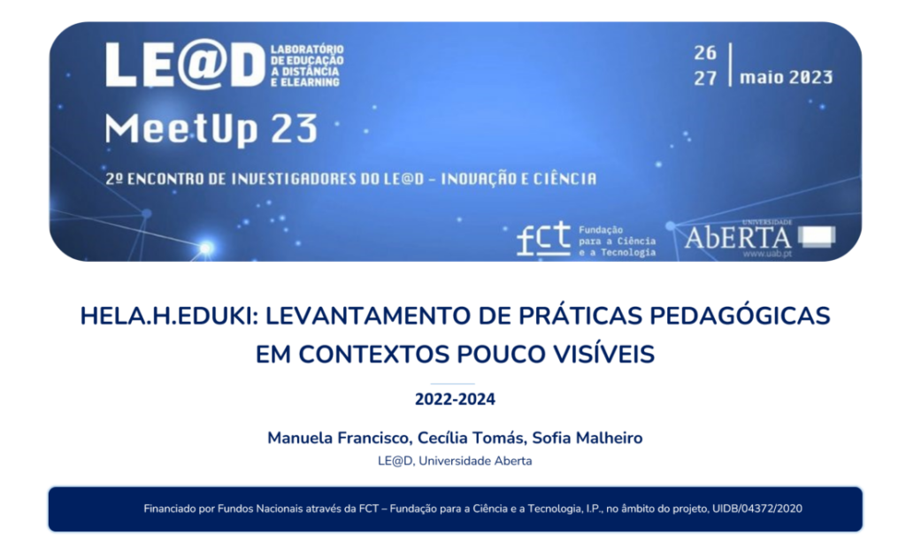 Slide apresentação Hela.H.Eduki - Levantamento de práticas pedagógicas em contextos pouco visíveis